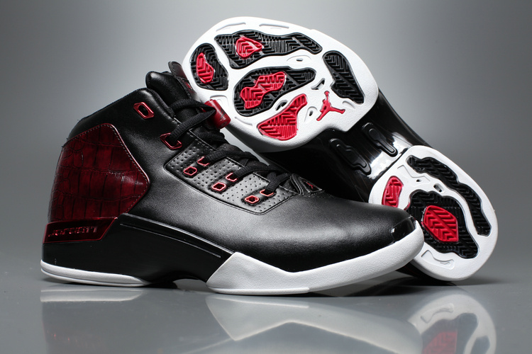 Women Air Jordan 17+ Black Red White Shoes