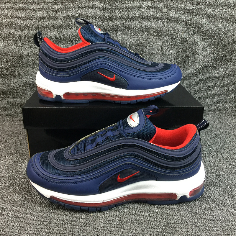 Men 2017 Air Max 97 Deep Blue Red Shoes - Click Image to Close