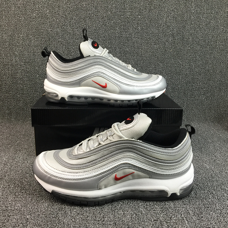 Men 2017 Air Max 97 White Grey Red Shoes