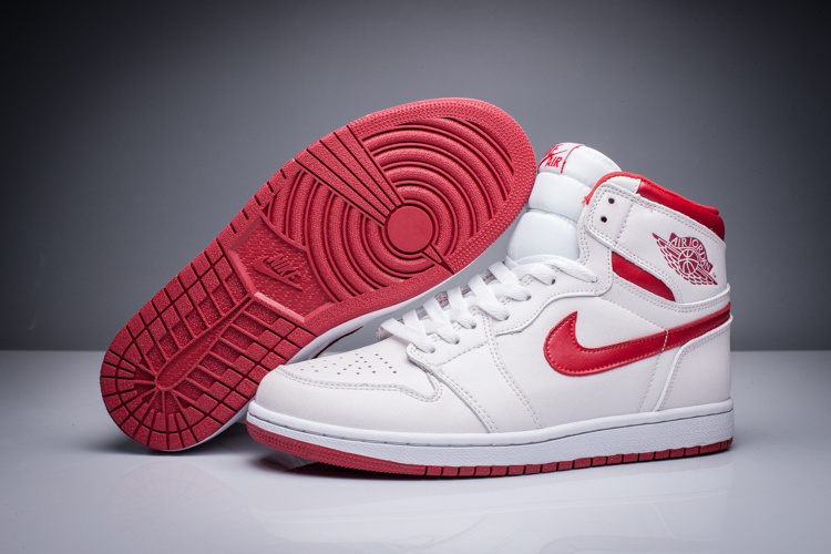 Men Air Jordan 1 White Red Retro Shoes