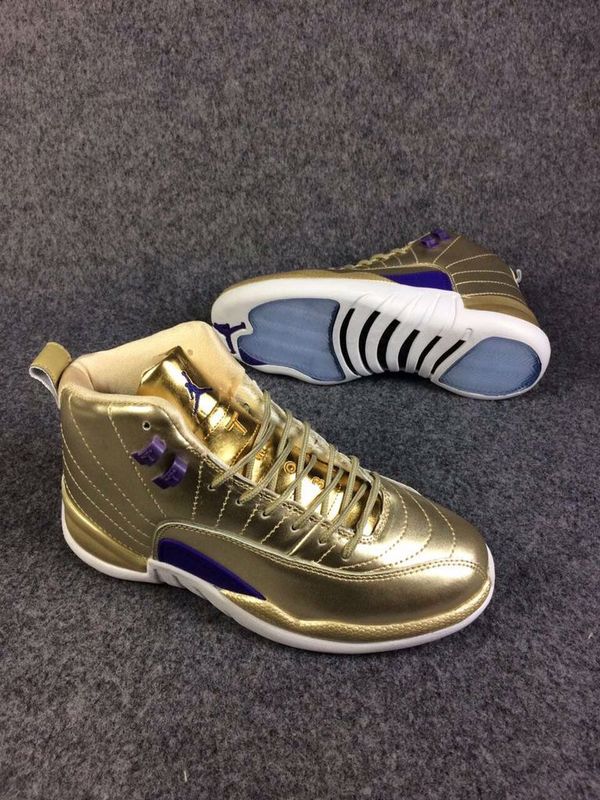 Men Air Jordan 12 All Gold Shoes
