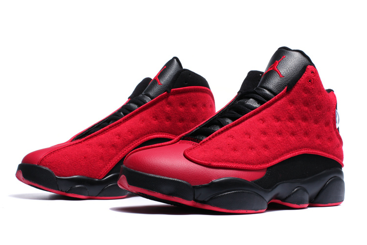 Men Air Jordan 13 Retro Wool Red Black Shoes