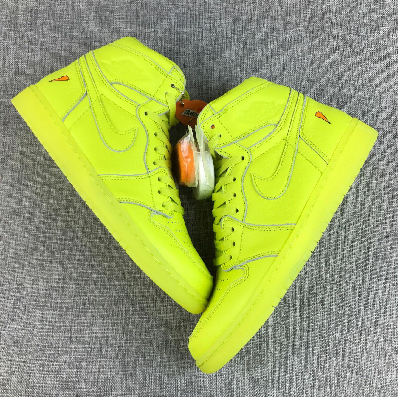 Men Jordan 1 Gatorade Fluorscent Green Shoes - Click Image to Close