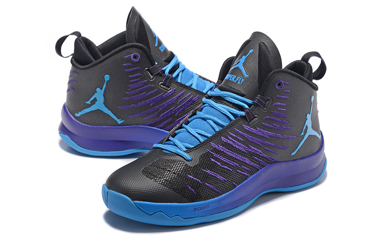 Men Jordan Super Fly 5 Black Purple Shoes