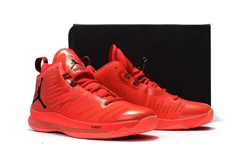 Men Jordan Super Fly V Reddish Orange Black Shoes
