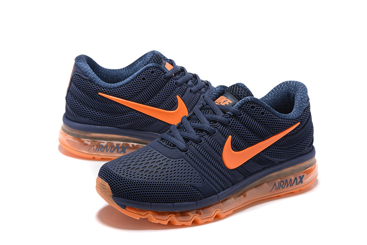 Men Air Max 2017 Deep Blue Orange Running Shoes - Click Image to Close