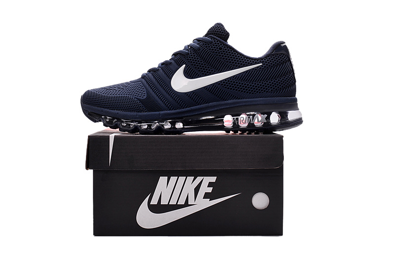 Men Air Max 2017 Deep Blue White Black Running Shoes - Click Image to Close