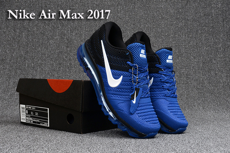 Men Air Max 2017 Sea Blue Black White Running Shoes
