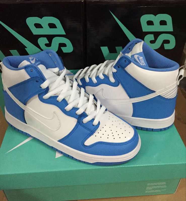 Men Dunk High White North Carnolina Blue Shoes