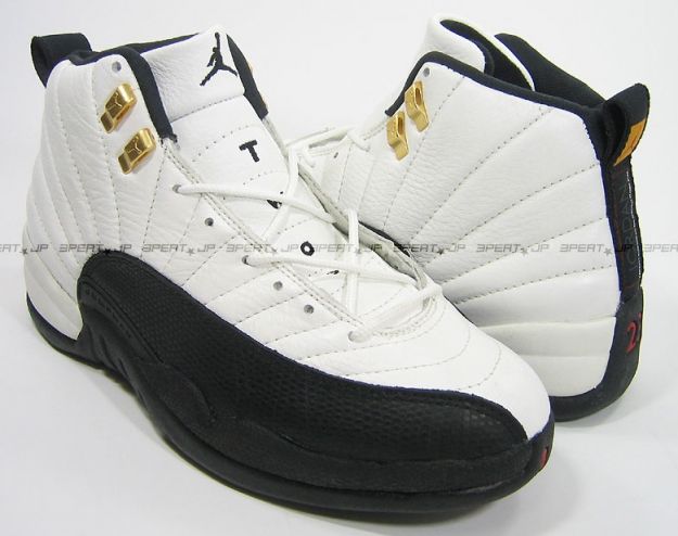 Michael Jordan 12 og Taxi White Black Gold Shoes - Click Image to Close