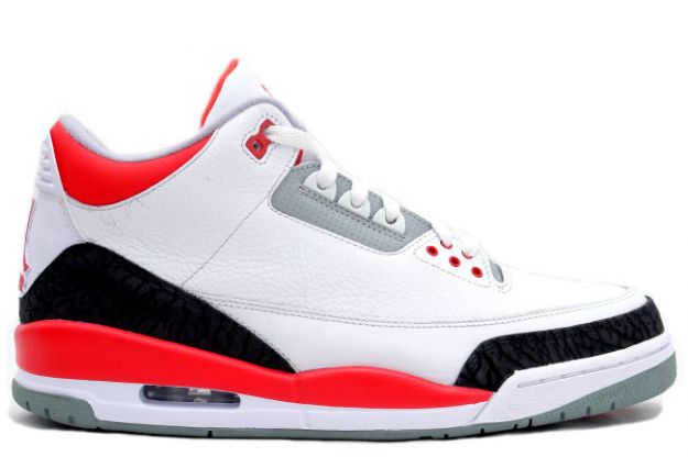 Michael Jordan 3 Retro White Fire Red Cement Grey Black Shoes