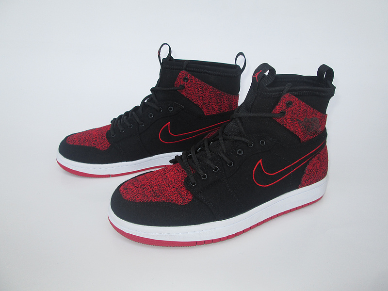 New Air Jordan 1 Black Red Knitted Socks Shoes