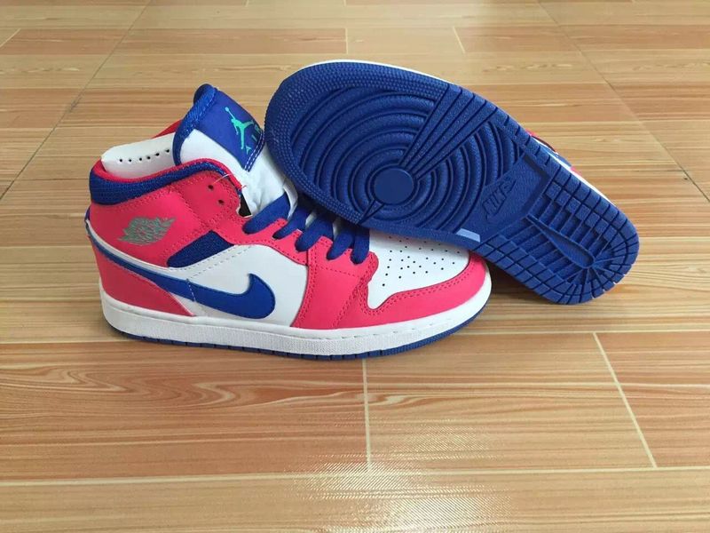 New Air Jordan 1 GS Red Blue White Shoes - Click Image to Close