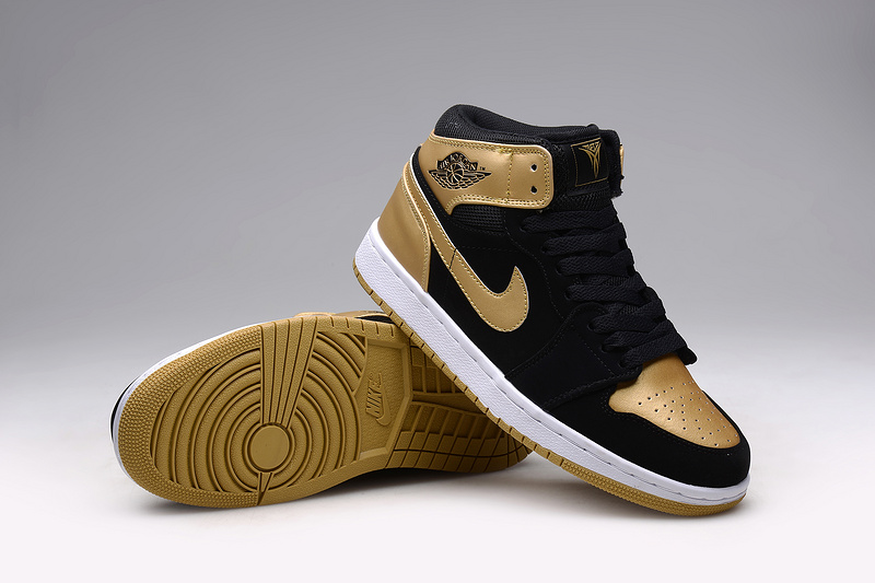 New Air Jordan 1 Anthony Black Gold Shoes - Click Image to Close