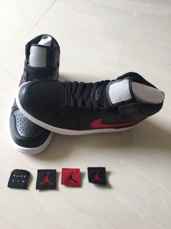 New Air Jordan 1 Retro Black Red Swoosh Shoes