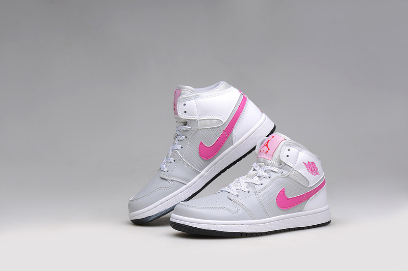 New Air Jordan 1 Retro White Grey Pink Shoes - Click Image to Close