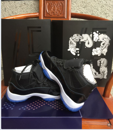New Air Jordan 11 Slam Dunk Black White Blue Shoes For Women