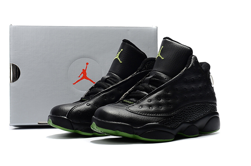 New Air Jordan 13 Black Green Shoes For Kids