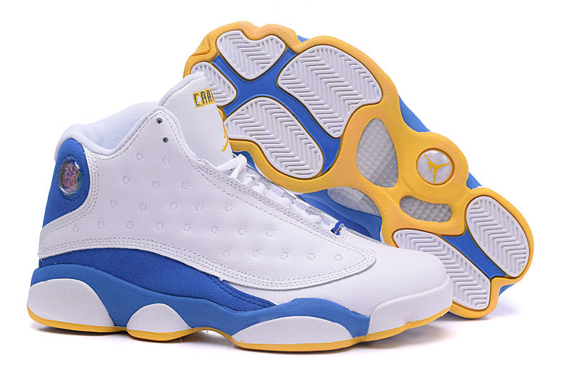 New Air Jordan 13 Carmelo White Blue Yellow Shoes