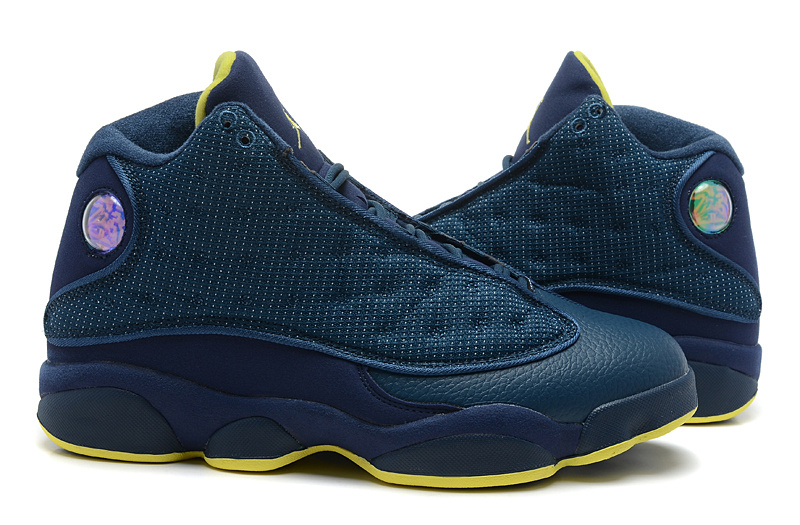 New Air Jordan 13 Deep Blue Yellow Shoes