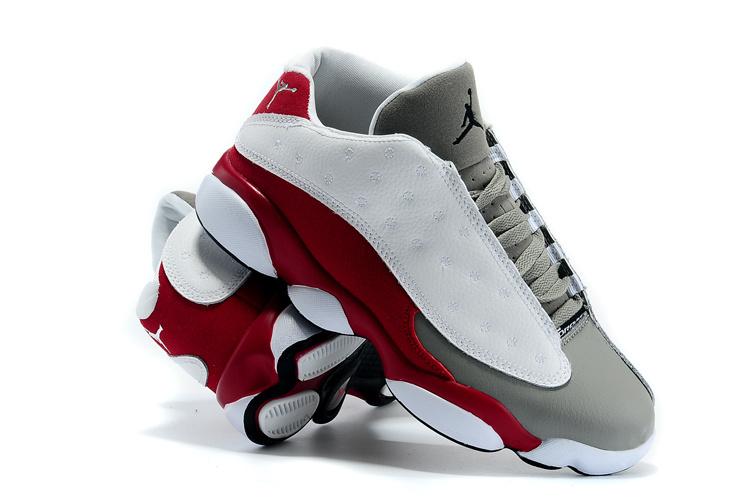New Air Jordan 13 Low Top White Grey Wine Red Shoes - Click Image to Close