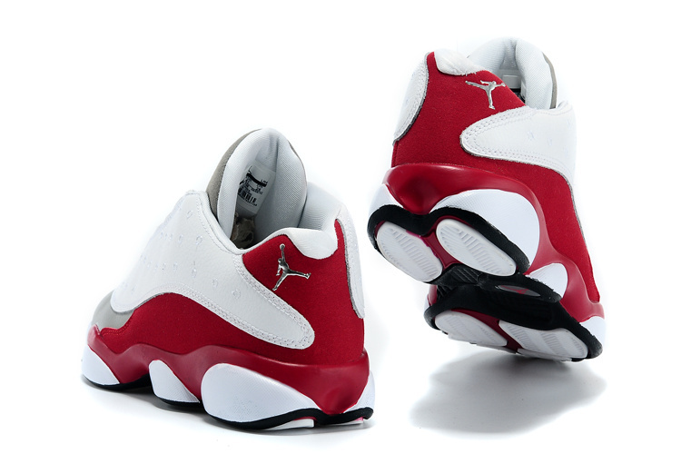 New Air Jordan 13 Low Top White Grey Wine Red Shoes - Click Image to Close