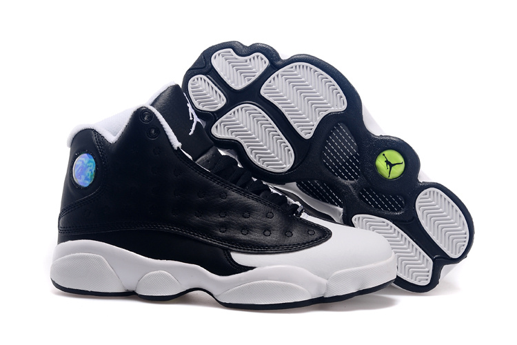 New Air Jordan 13 Oreo Black White Blue Lover Shoes