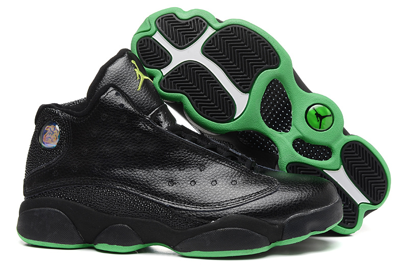 New Air Jordan 13 Retro Black Green Sole Shoes - Click Image to Close