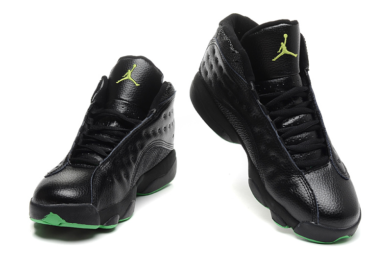 New Air Jordan 13 Retro Black Green Sole Shoes