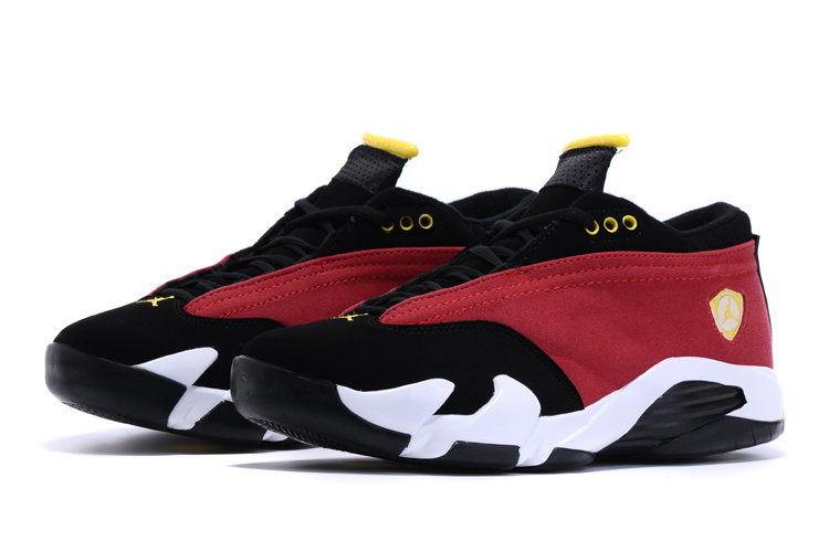 New Air Jordan 14 Low Black Red White Yellow Shoes - Click Image to Close