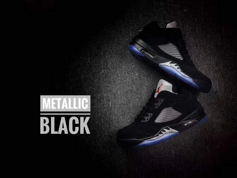 New Air Jordan 5 Men Black Blue Shoes