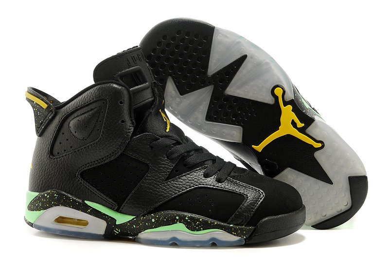 New Air Jordan 6 Black Green Yellow Shoes