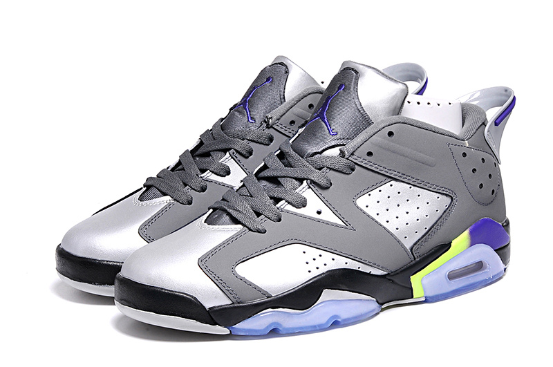 New Air Jordan 6 Low Grey Silver Black Lover Shoes - Click Image to Close