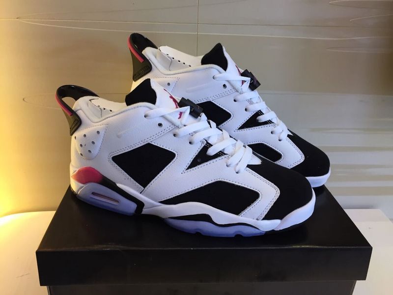 New Air Jordan 6 Low Top White Black Red Lover Shoes