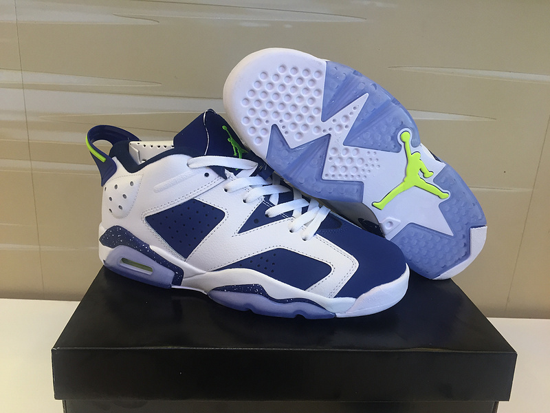 New Air Jordan 6 Low Top White Blue Lover Shoes - Click Image to Close