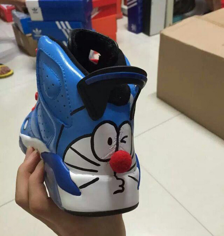 New Air Jordan 6 Retro Doraemon Blue White Red Shoes