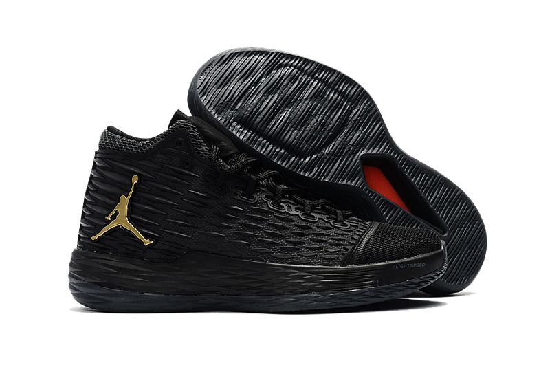 New Air Jordan Melo 13 All Black Gold Shoes
