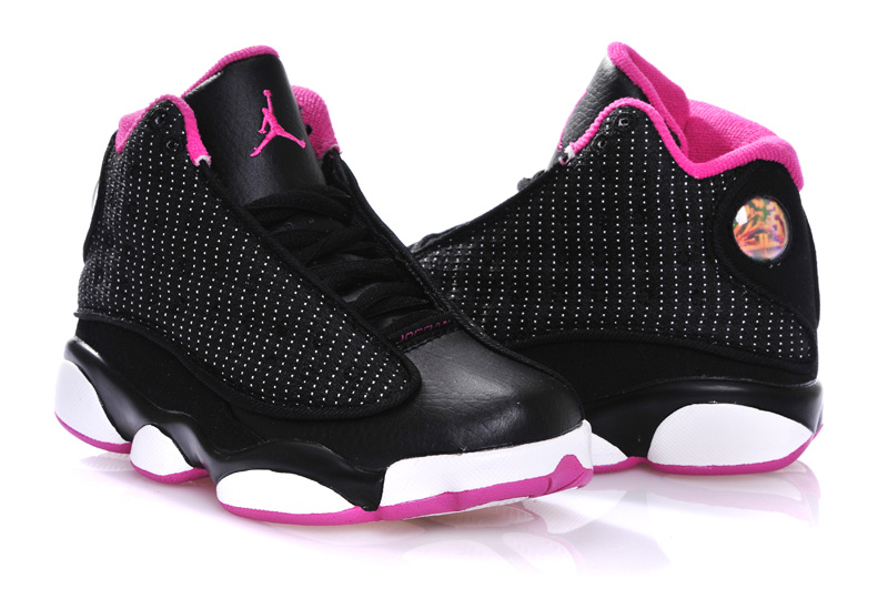 New Kids Air Jordan 13 Retro Black Pink White Shoes