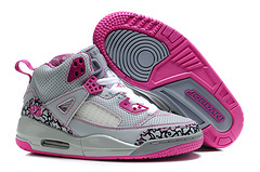 New Kids Air Jordan Spizike Cement Grey Pink White Shoes - Click Image to Close