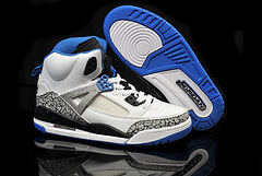 New Kids Air Jordan Spizike White Cement Grey Blue Black Shoes - Click Image to Close