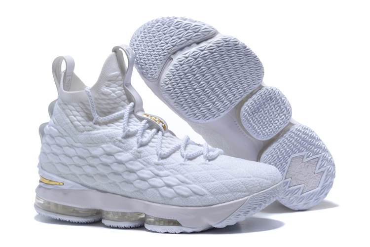 2017 Nike Lebron 15 White Gloden Basketball Shoes