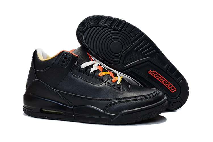 New Men Air Jordan 3 Retro Black Yellow Red Shoes - Click Image to Close