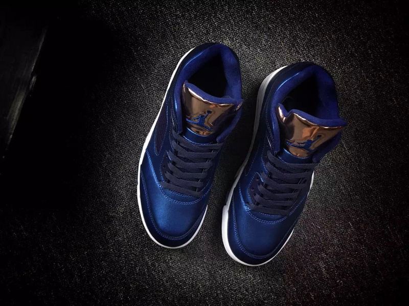 New Men Air Jordan 5 Low Bronze Medal Blue Gold Shoes