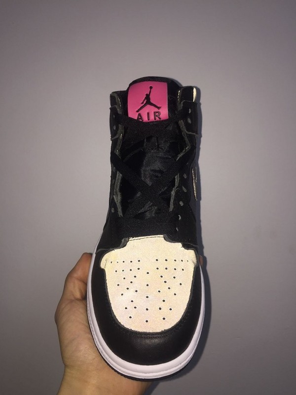 New Men Jordan 1 Black Pink 3M Shoes