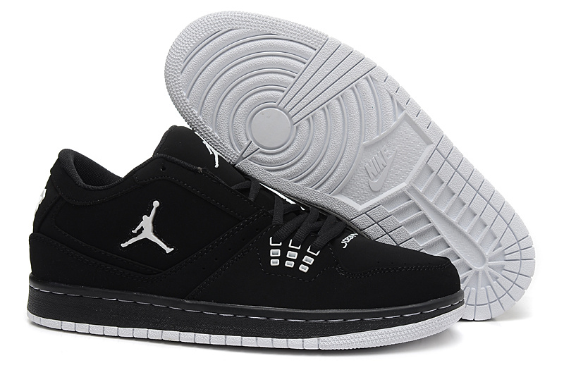 2015 Air Jordan 1 Flight Low All Black White Jumpman Shoes