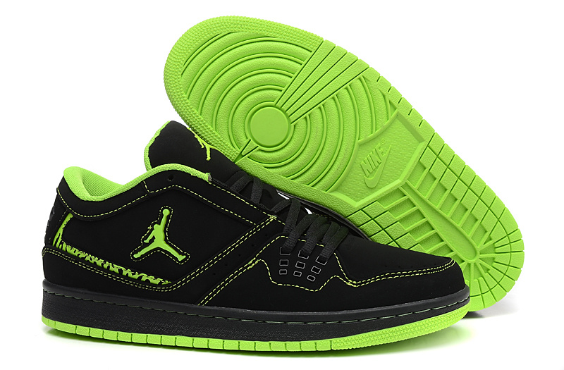 2015 Air Jordan 1 Flight Low Black Green Shoes