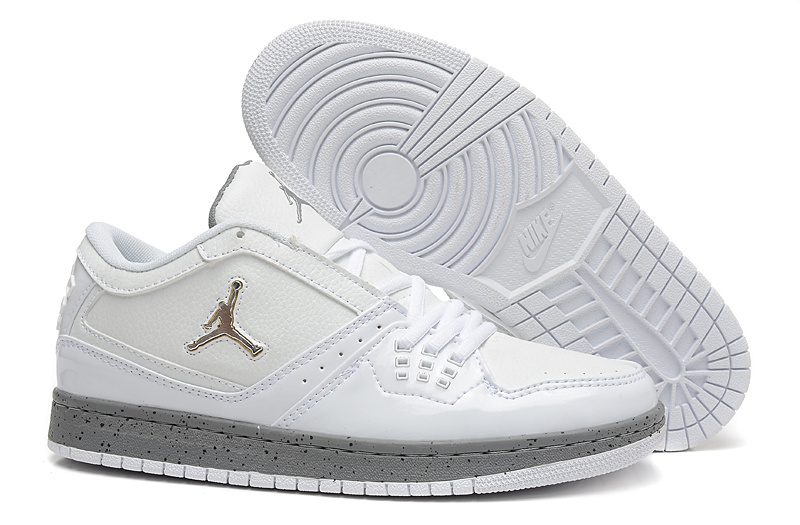 2015 Air Jordan 1 Flight Low White Grey Shoes