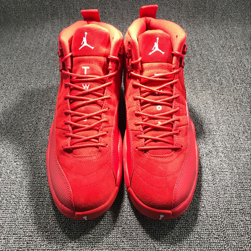 New Men Jordan 12 All Red Christmas Shoes - Click Image to Close