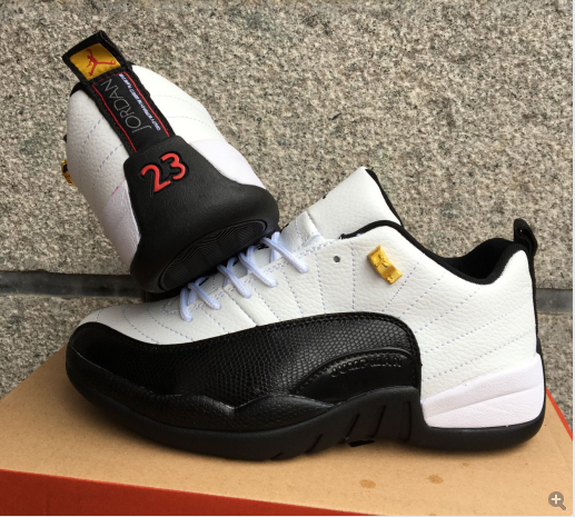 New Men Jordan 12 Low Retro White Black Gold Shoes
