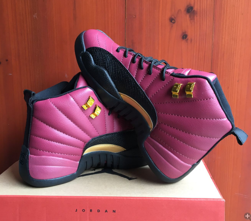 New Men Jordan 12 Retro Purple Black Gold Shoes - Click Image to Close